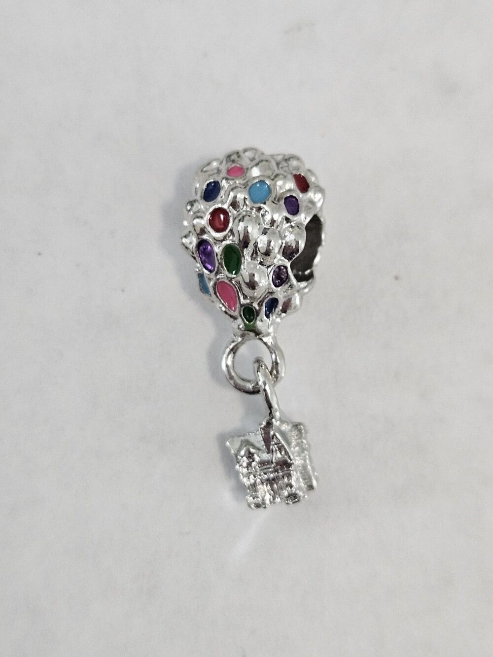 Hot Air Balloon Bead Charm UP Silvertone And Enamel